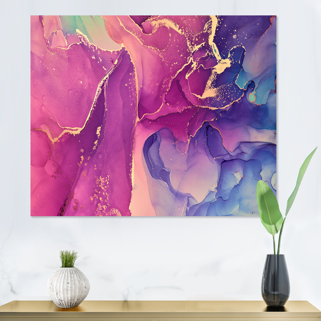 " Purple And Blue Liquid Fuchia Art XII " East Urban Home