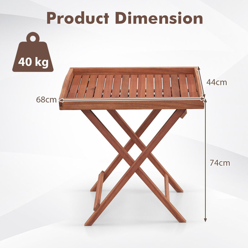 Tomasello Rectangular Folding Outdoor Side Table , 68cm cm W 44cm cm D