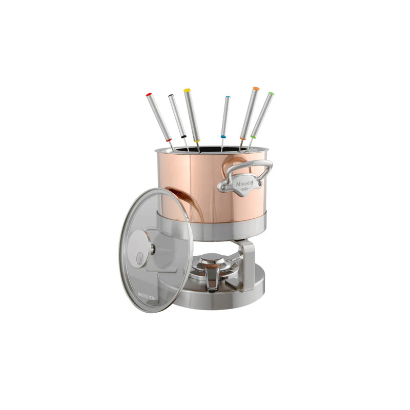 Mauviel M'heritage 150 S Copper Fondue Set With Stainless Steel Base, 3.4-Qt