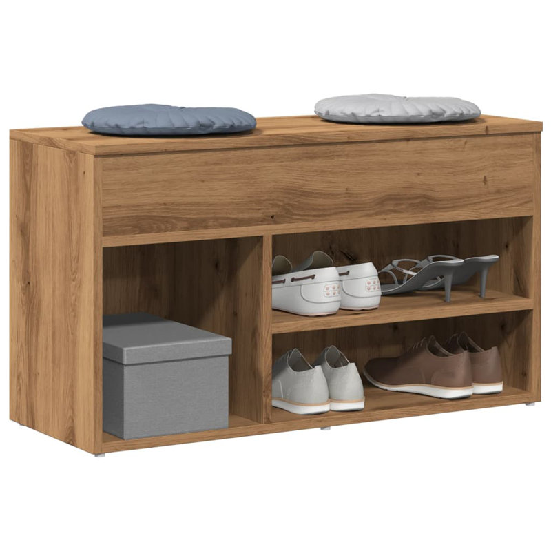 5 Pair Shoe Storage Bench, Artisan Oak