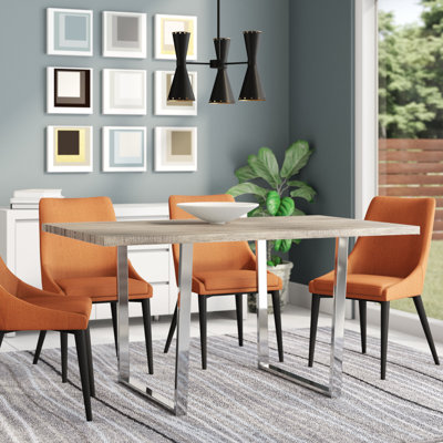 Table de salle à manger rectangulaire de 60 po en métal et stratifié pour la cuisine ou la salle à manger Dacian