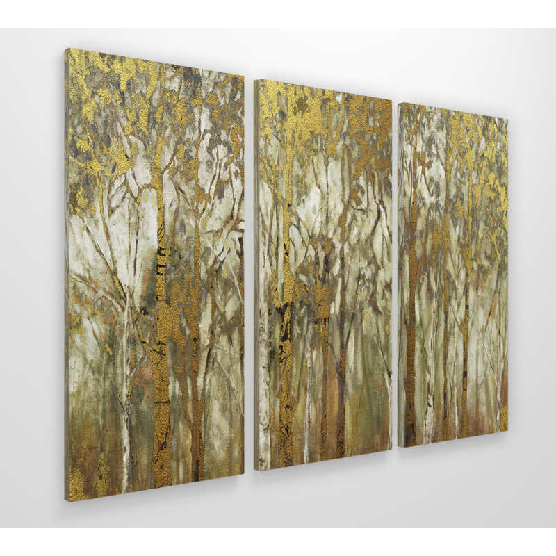 « bouleau oliveraies panoramique », image multi-pièces sur toile tendue, H 24 po x l 36 po x P 1,5 po