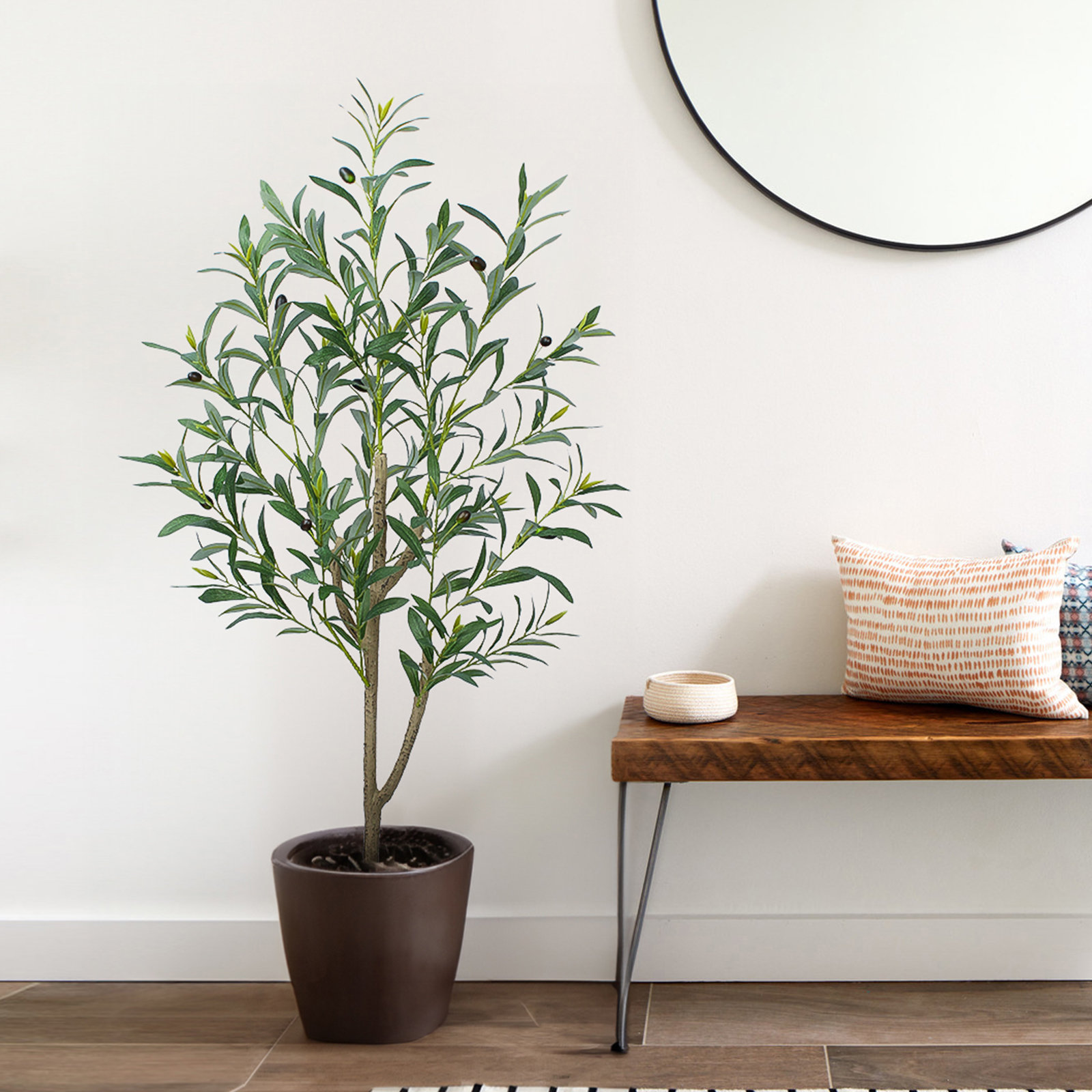 Primrue Artificial Plant 47.24'' Faux Olive Tree in Pot | Wayfair