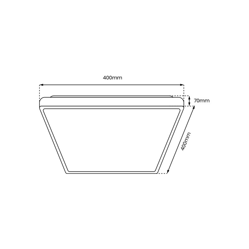 Quadro Plastic LED Flush Mount, Black, 7cm H x 40cm W x 40cm D