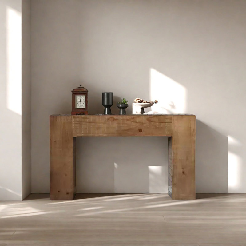 Console Retro Minimalist Art, H 31,5 po x l 51,18 po x P 15,75 po, Bois naturel