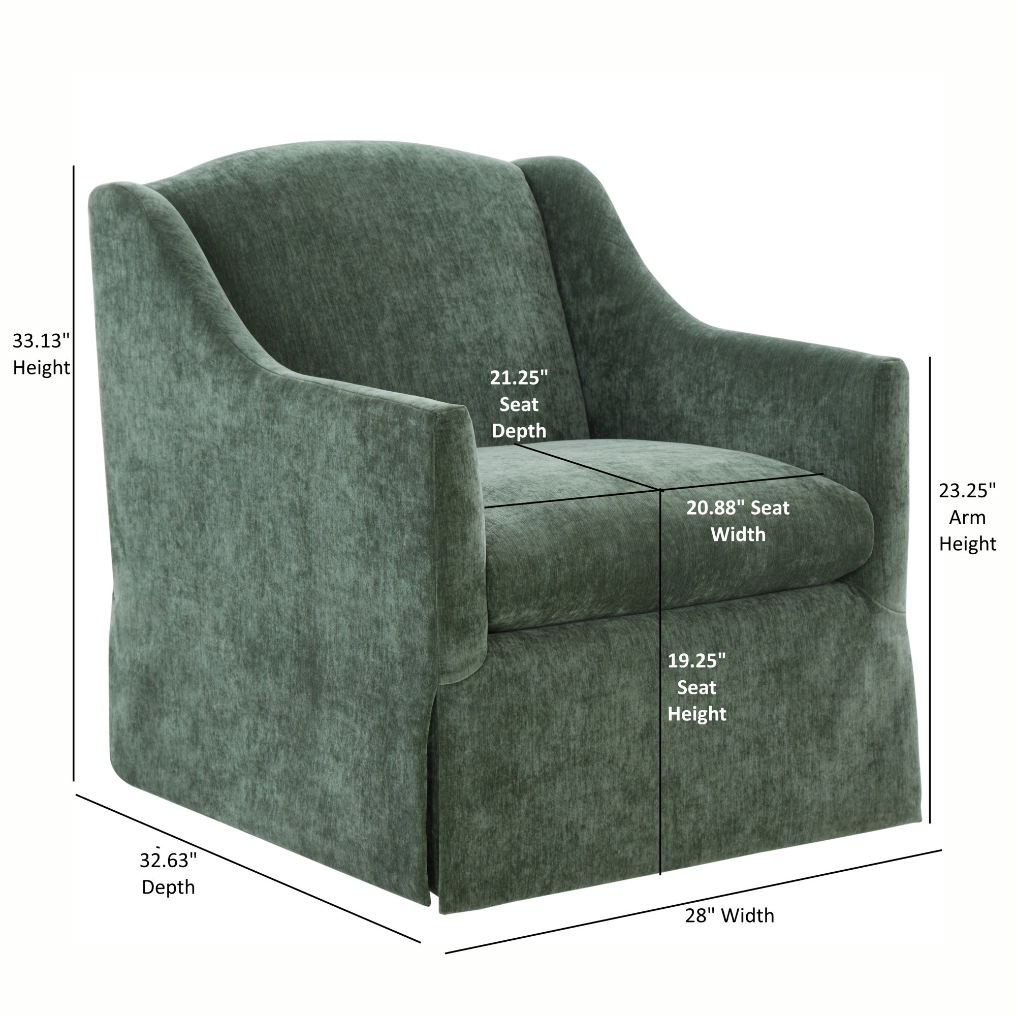 Ludlow Skirted Swivel Accent Chair, Ivy Performance Weave