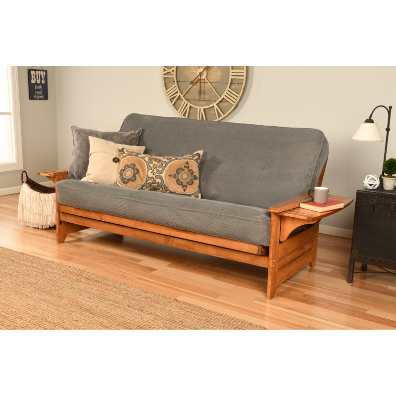 Johnte 82'' Wide Full Futon And Mattress, Barbados, Marmont Thunder Microsuede, Innerspring