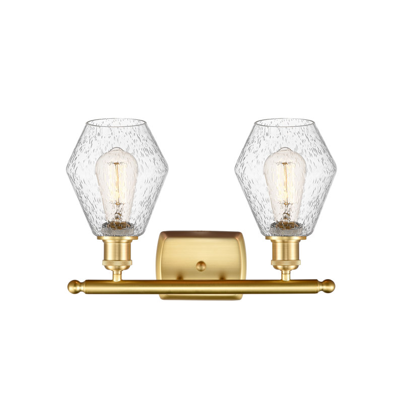 2 - Light Dimmable Vanity Light, Seedy, Satin Gold