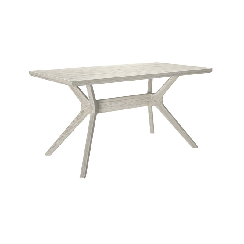 Muhsina Cross Leg Rectangular Dining Table, White Sand Wirebrush, 30"H x 60"W x 32"D