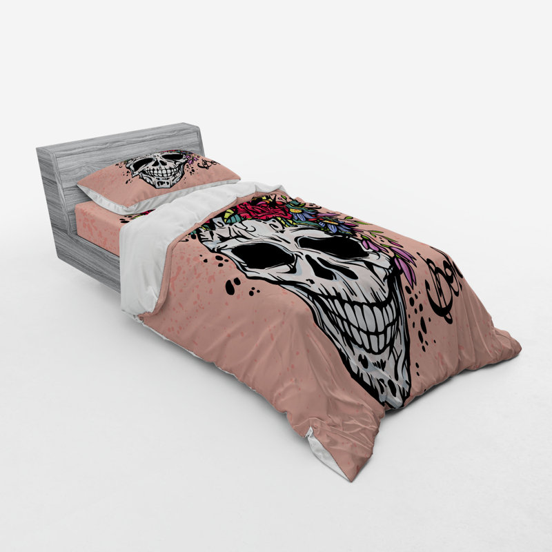 Ensemble de housse de couette en microfibre rose / noir Blush, Housse de couette simple + 6 pièces supplémentai