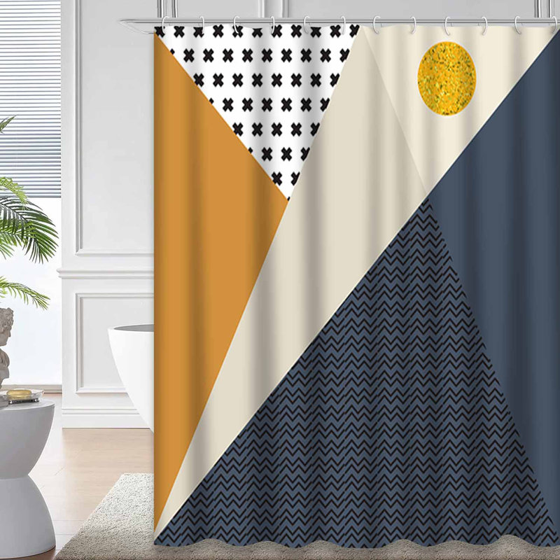 Rideau de douche abstrait à triangles géométriques abstraits avec 12 crochets, L 72 po x l 72 po