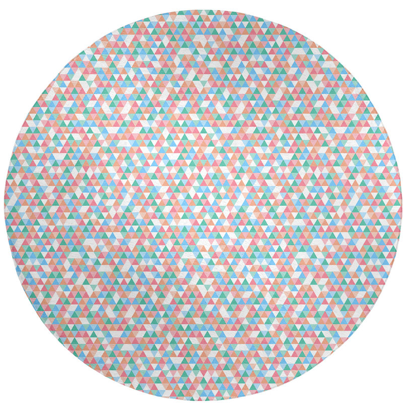 Tapis de saumon léger en triangle/bleu/vert lumineux, Rond 5 pi