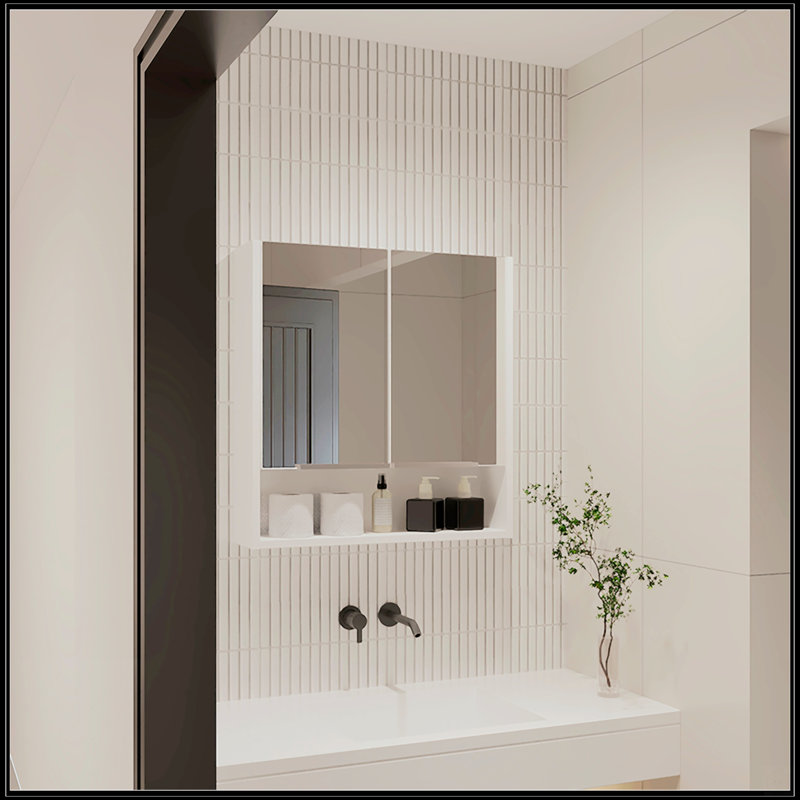Pharmacie rectangulaire avec miroir, Blanc