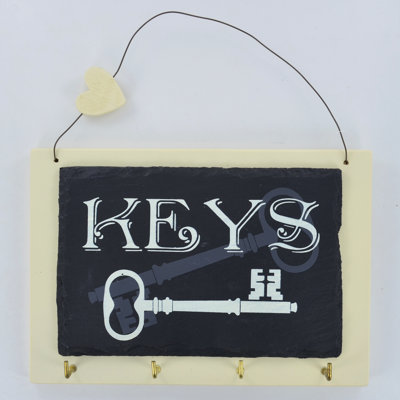 Wood Wall Organizer with Key Hooks