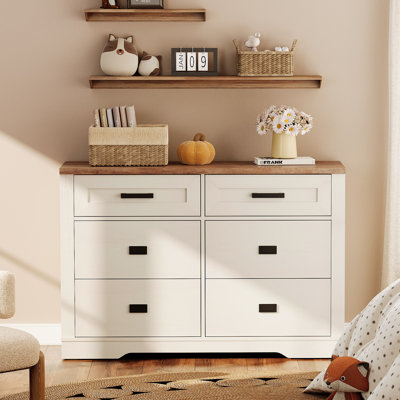 Laziza 47.2"W Modern Farmhouse Wooden 6-Drawer Dresser For Kids by Gracie Oaks