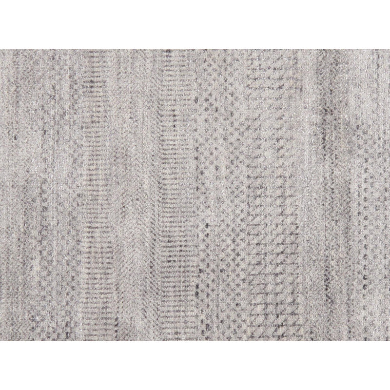 Hand Knotted Wool Area Rug in Black, Rectangle 9'' X 12' 2'', Silver Gray