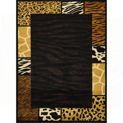 Black  Animal Print Area Rug