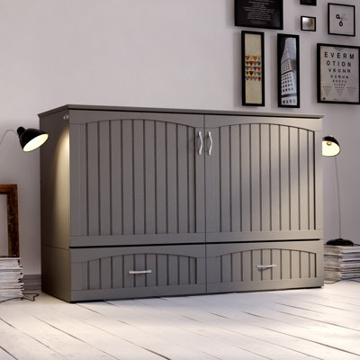 Fabiano Storage Murphy Bed with 6" Mattress, Storage and Built-in Charger