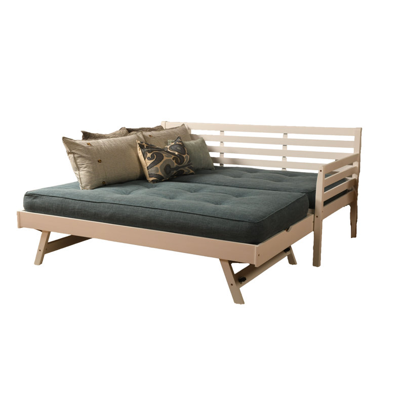 Lit de jour et lit escamotable avec matelas Alhamdi Boho, Blanc, Canton crème