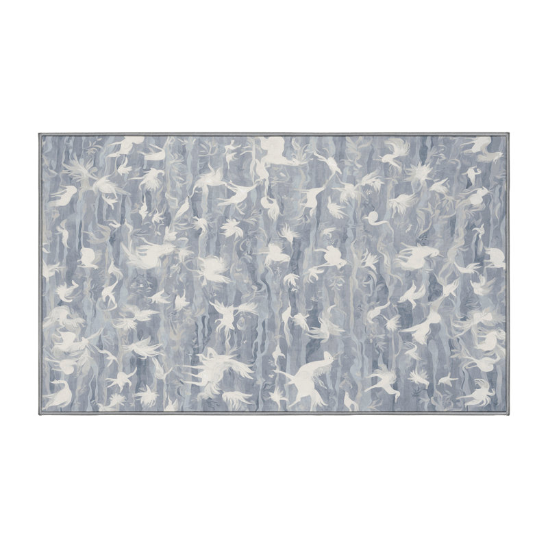 Machine Washable Gray Area Rug, Runner 2' x 5'