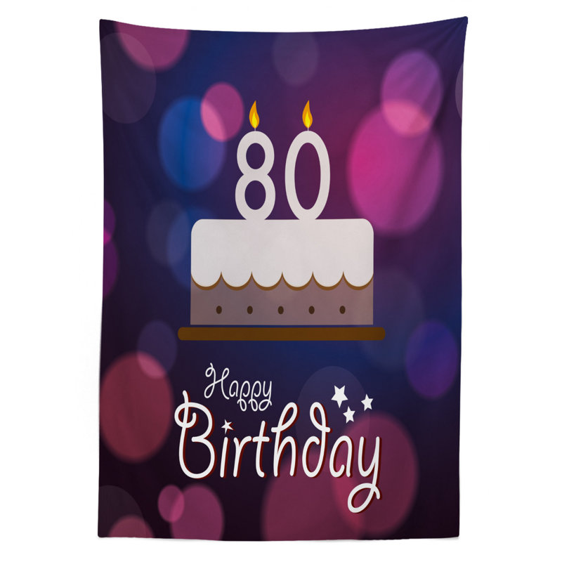 80Th Birthday Tablecloth, 84" L x 60" W