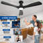Ventilateur de plafond encastré noir à 3 pales de 52 pouces à profil bas avec lumières et télécommande-750143516-750143514-750143518