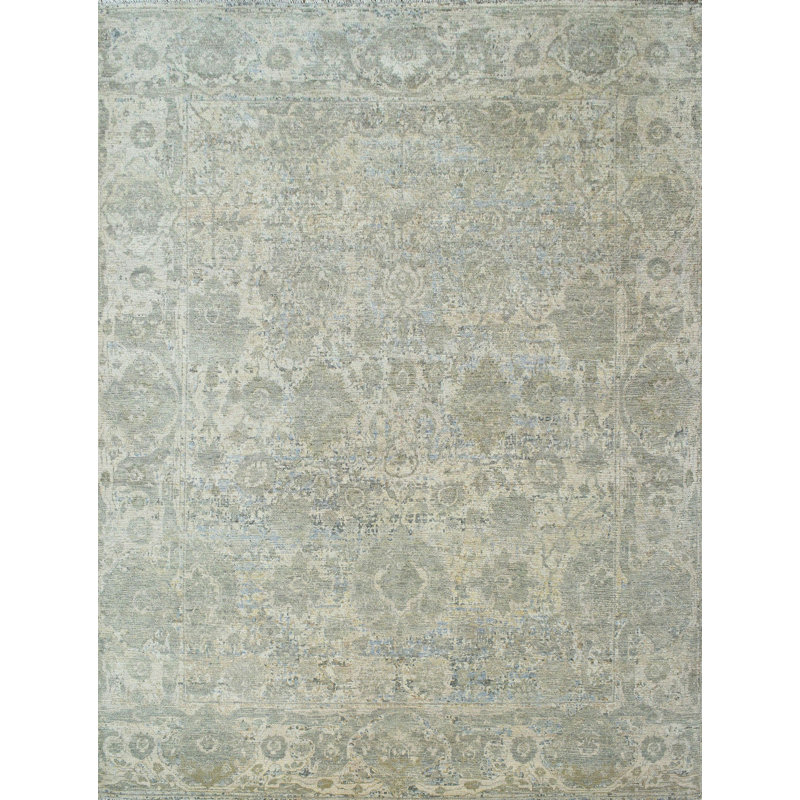 Tapis rectangulaire en laine noué à la main, Rectangulaire 8 pi x 10 pi