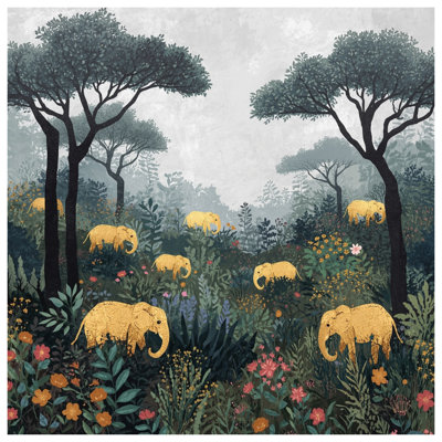 Tapis de bain Éléphants en forêt