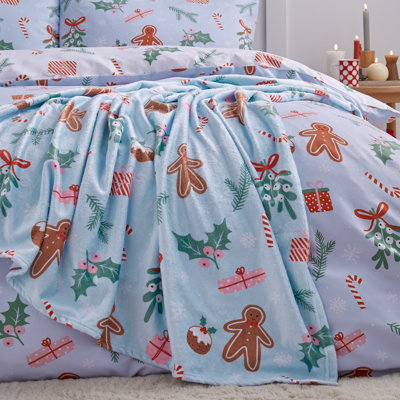 Christmas Gingerbread Cosy Fleece Blanket Throw