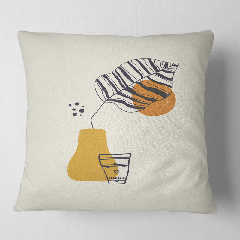 Housse et insert de coussin Botanical Minimalist Leaf with Shapes III, 16" x 16"