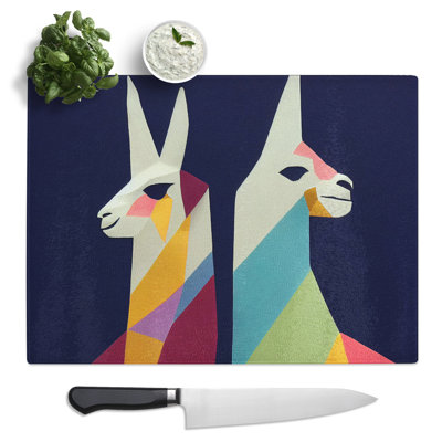 Abstract Llamas  Glass Chopping Board