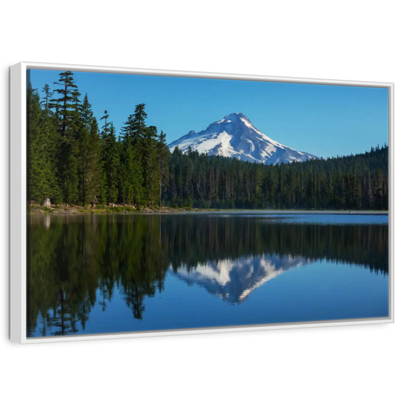 Mount Hood Reflection, Floating Frame White, 37" X 25"