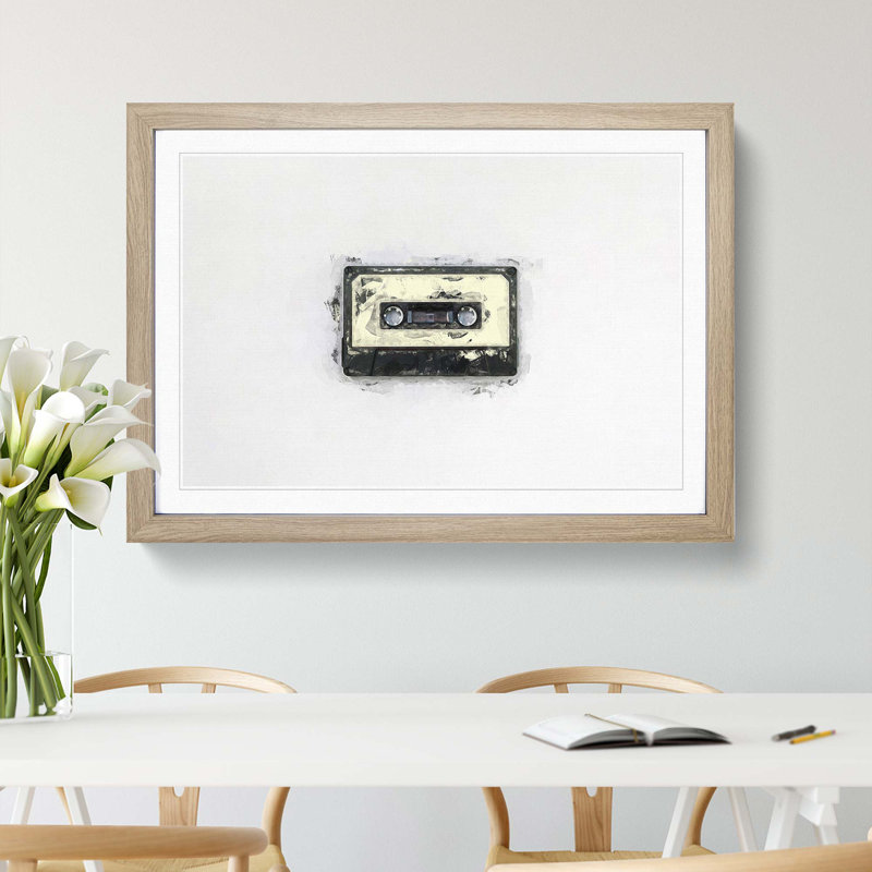 Retro Style Cassette Tape in Abstract - Picture Frame Graphic Art Print, Oak Framed, 62cm H x 87cm W x 2cm D