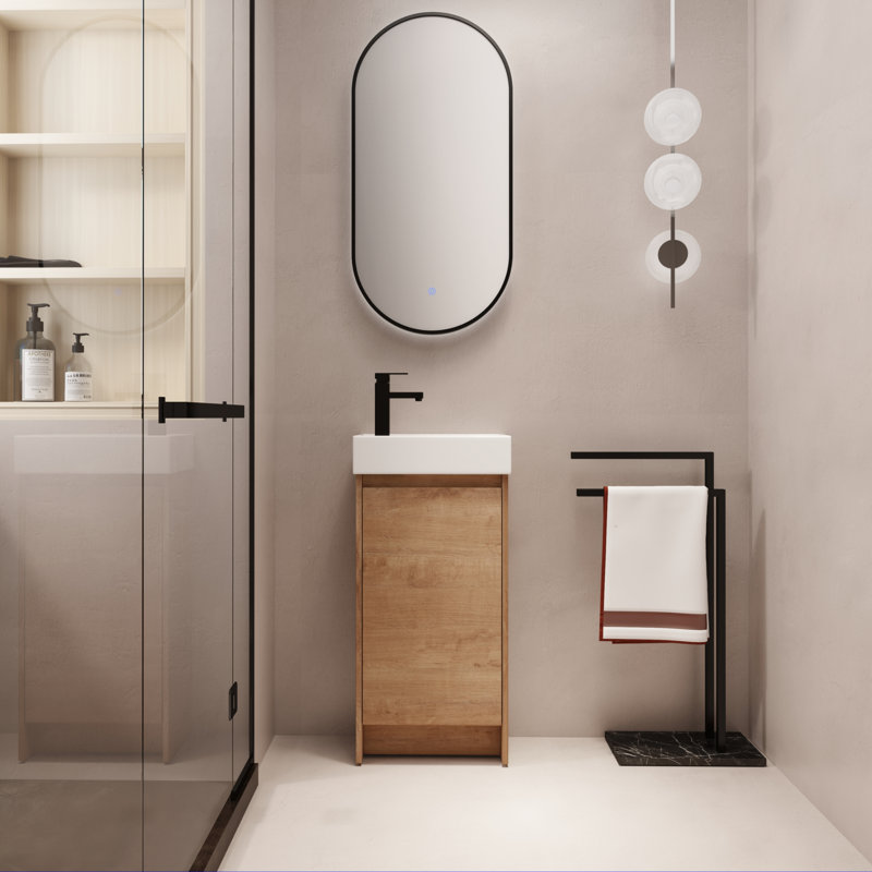 Meuble-lavabo simple avec plateau en céramique 16,57 po Annaira
