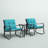 Blue 3 Piece Outdoor Patio Set With Cushions-Rocking Chair for Balcony, Lawn and Porch-516452467