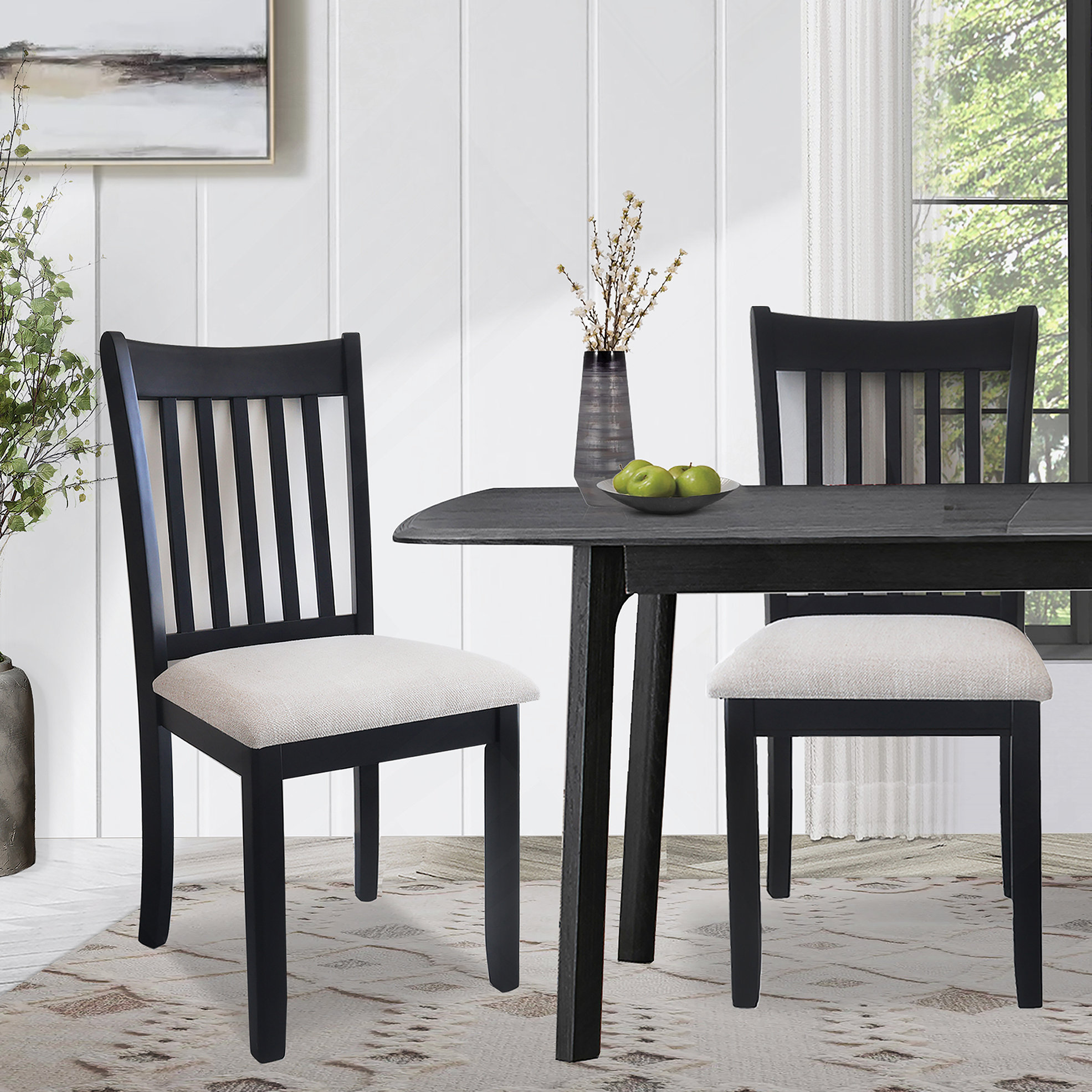 Lark Manor™ Dining Room Furniture Black Finish Set of 2 Seating Chairs | Wayfair
