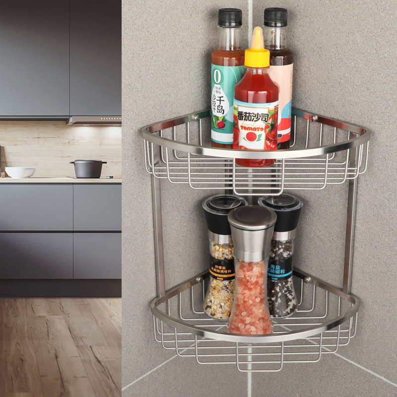Newsom Drill / Screw Stainless Steel Shower Caddy,  Brushed