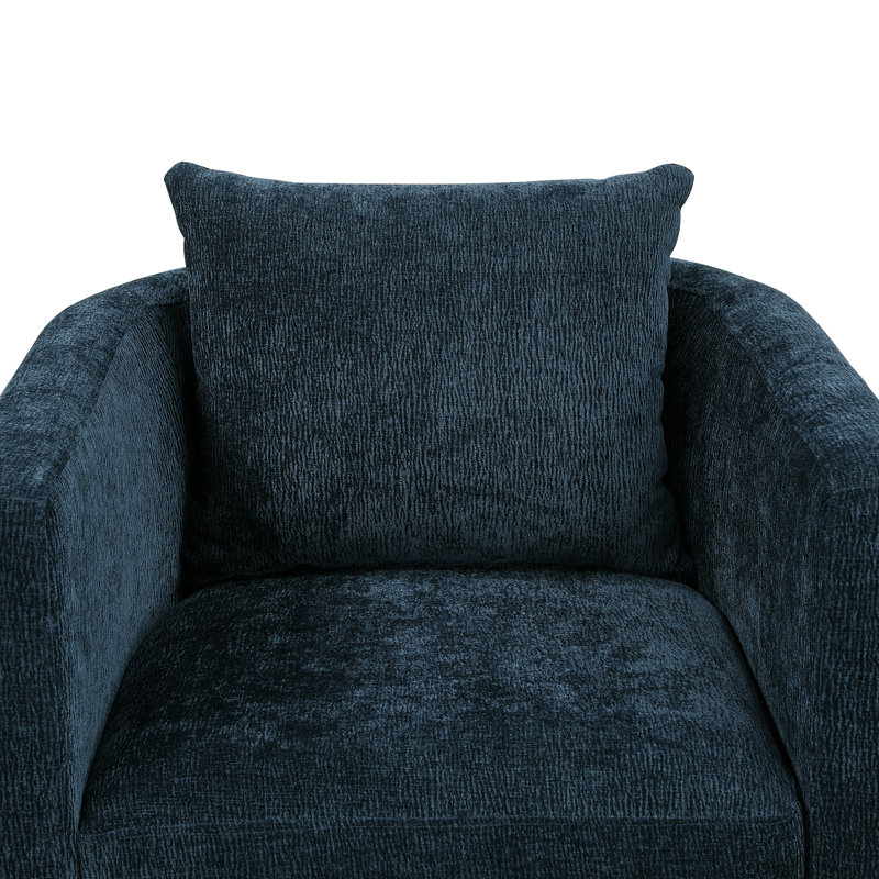 Fauteuil d'appoint pivotant en tonneau bleu marine, Navy