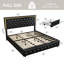 LED Bed Frame with 4 Storage Drawers, Adjustable Height Upholstered Headboard Beds-157316182-157316183