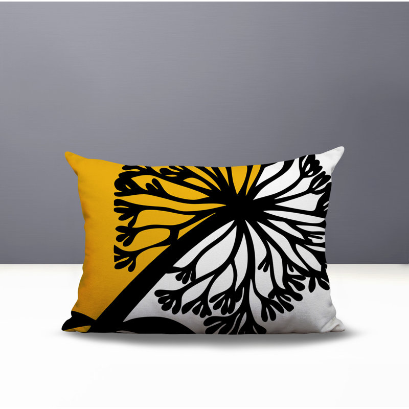 Oreiller rectangulaire réversible intérieur / extérieur Aldy, Jaune, Rectangle H 14 po x l 20 po