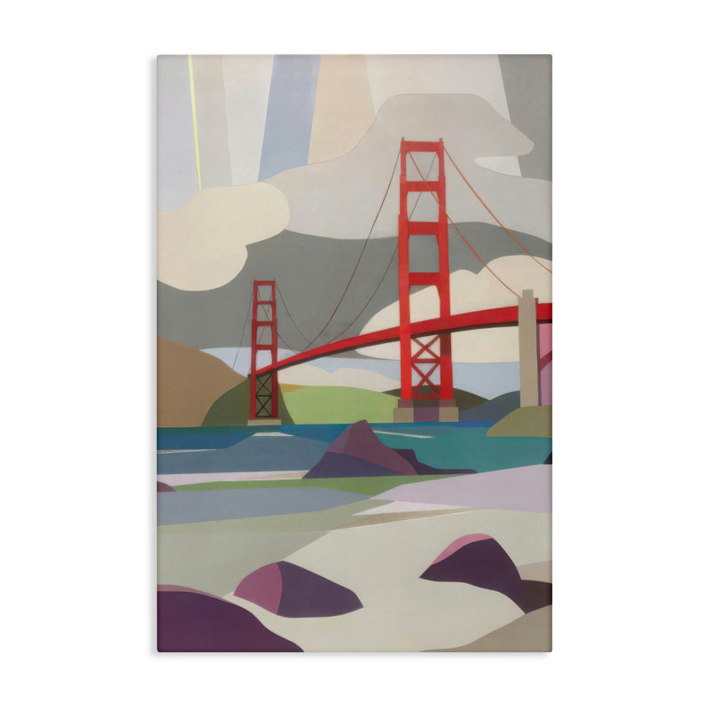 Toile d'architecture Golden Gate Bridge, conception par Melba Browne, H 36 po x l 24 po