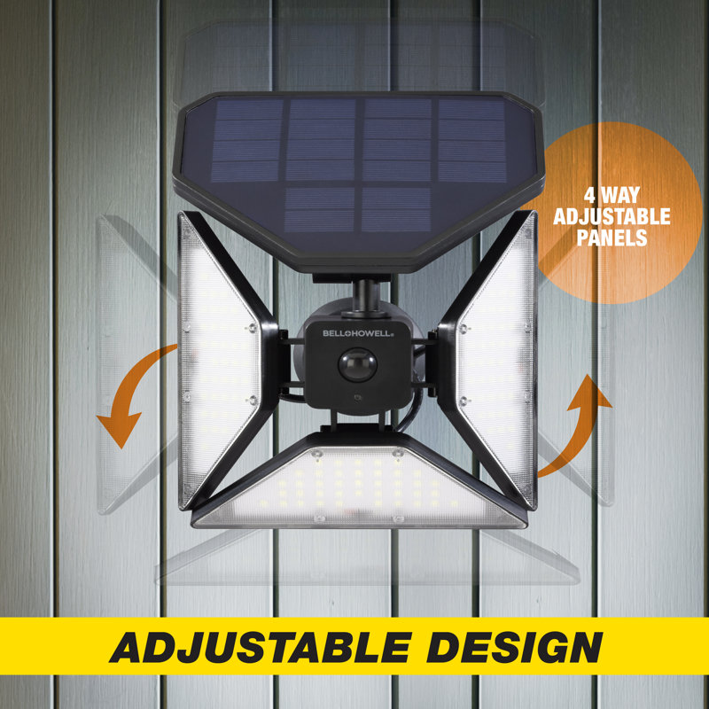 Black Solar Powered Motion Sensor LED Flood Light Trio