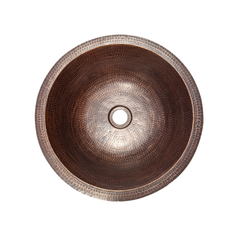 Antique Dark Copper Hammered Circular Bathroom Sink