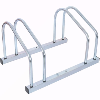2 Bikes Floor Bike Stand, Bike Parking Rack Garage Bike Storage Stand Indoor/Outdoor 22-28" Wheel Stand, Max. Tire Width 2.15",Galvanization