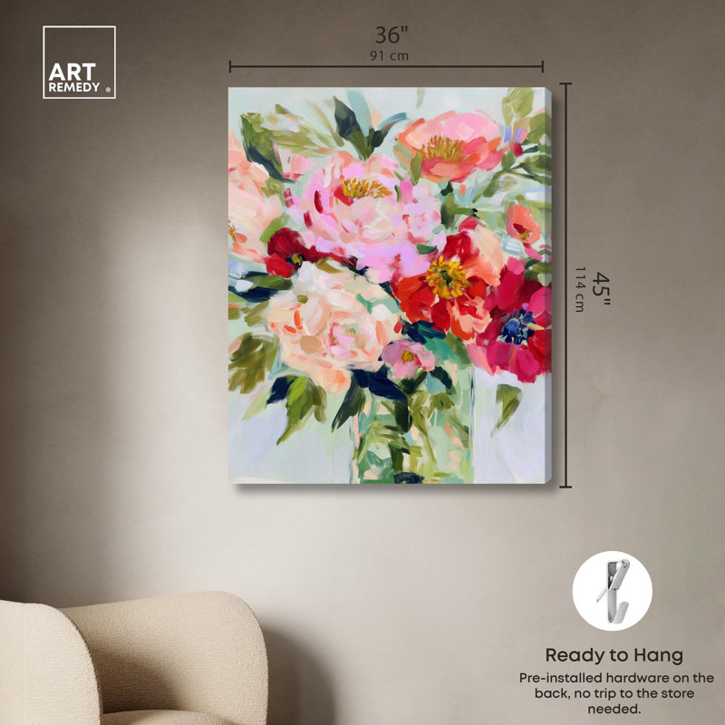 «Bloom in Acrylique I», impression sur toile printanière par Art Remedy, H 45 po x l 36 po, Toile tendue avec châssis