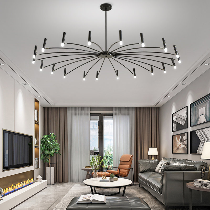 15-Light Dimmable LED Modern Chandelier, 60" H x 56" W x 56" D