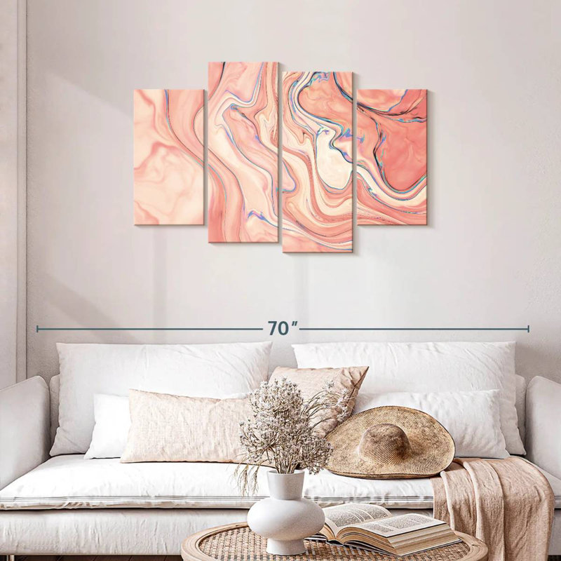 Avery rose abstrait, H 27 po x l 43 po