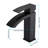 Waterfall Spout Bathroom Sink Faucet In Matte Black - Single Handle With Pop-Up Drain  Overflow Merged  Stainless Steel For Stable Performance And Easy Installation Work Integrated  Prolonged Usage