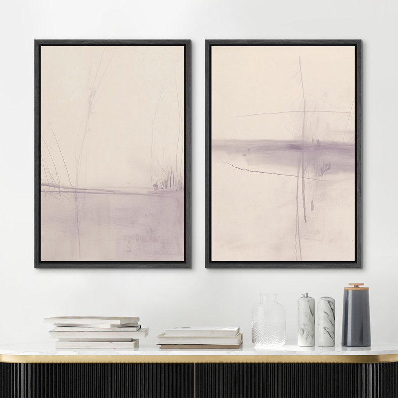 «Mid-Century Modern Brown», 2 pièces sur toile, H 16 po x l 24 po, Cadre noir