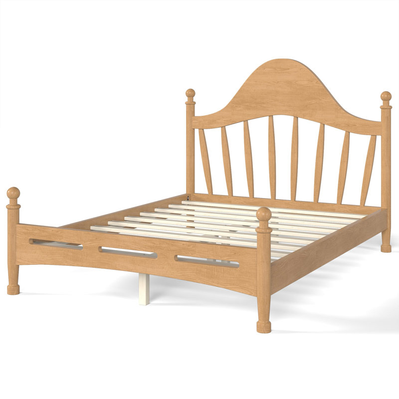 Lit plateforme double avec tête de lit chic, cadre de lit en bois massif avec support à lattes, aucun sommier tapissier requis